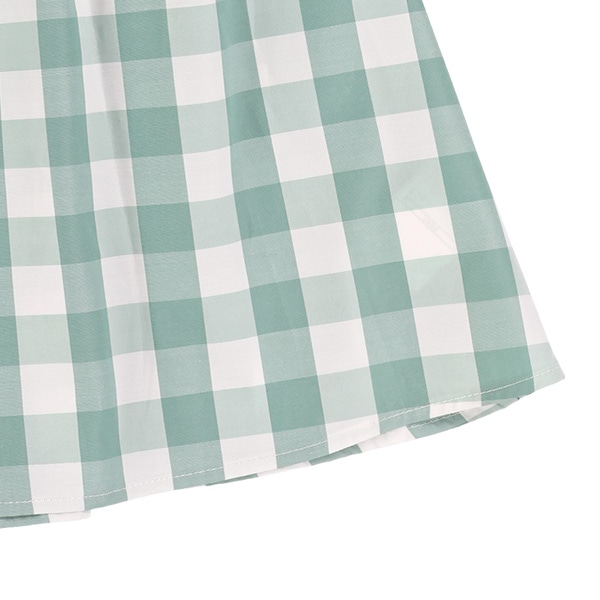 チェック柄肩あきレイヤード風ブラウス