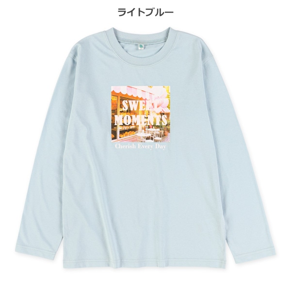 転写プリント胸ロゴ長袖Tシャツ