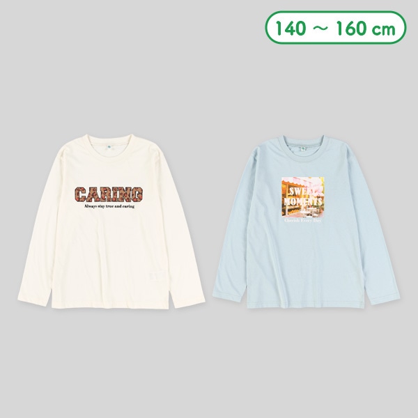 転写プリント胸ロゴ長袖Tシャツ