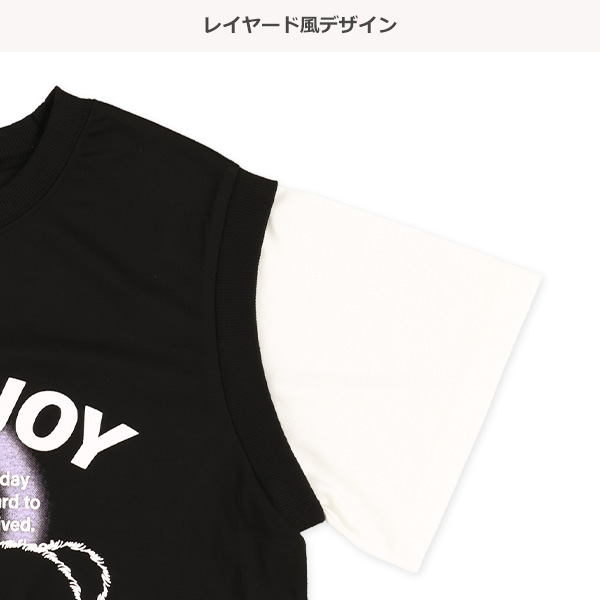 レイヤード風くま柄半袖Tシャツ