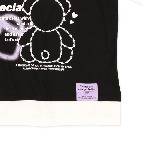 レイヤード風くま柄半袖Tシャツ