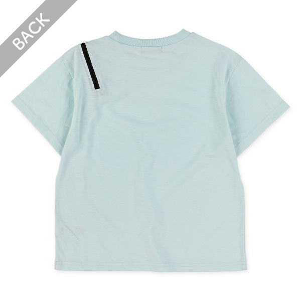 肩ファスナー半袖Tシャツ