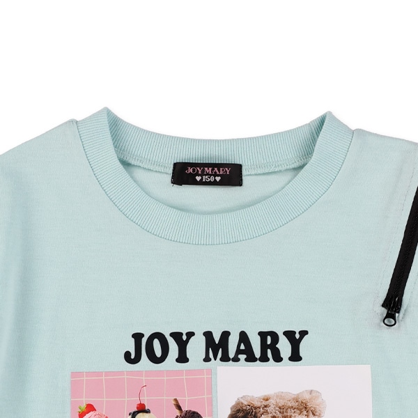 肩ファスナー半袖Tシャツ