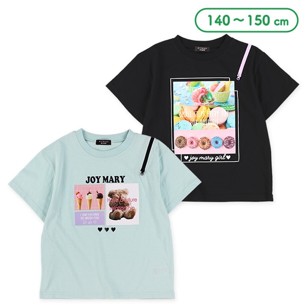 肩ファスナー半袖Tシャツ