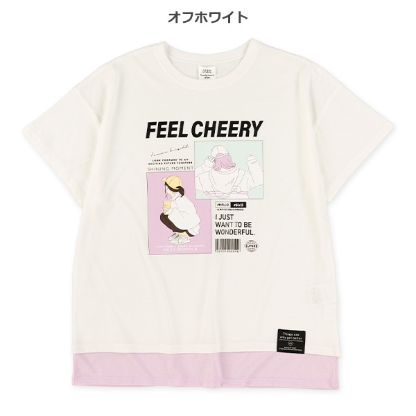 レイヤード風エモ系転写半袖Tシャツ
