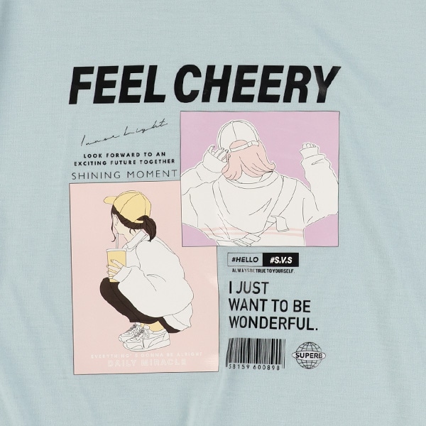 レイヤード風エモ系転写半袖Tシャツ