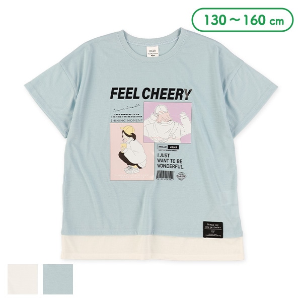 レイヤード風エモ系転写半袖Tシャツ
