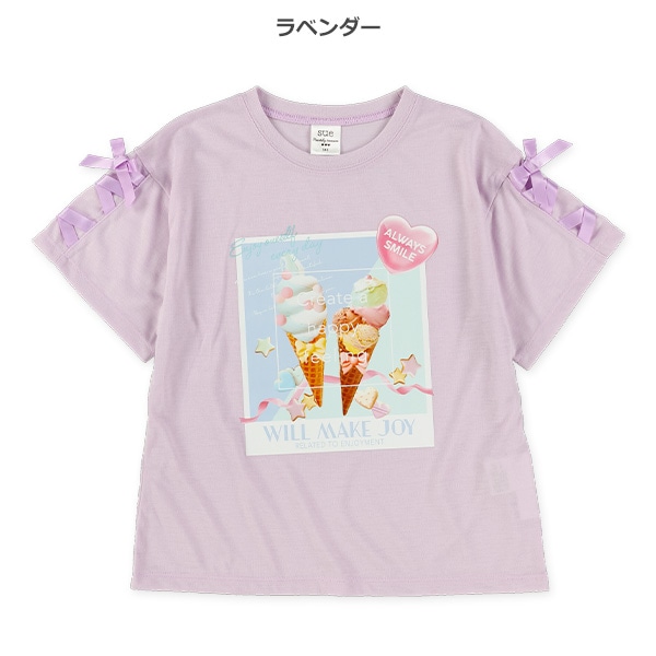 転写レースアップ半袖Tシャツ