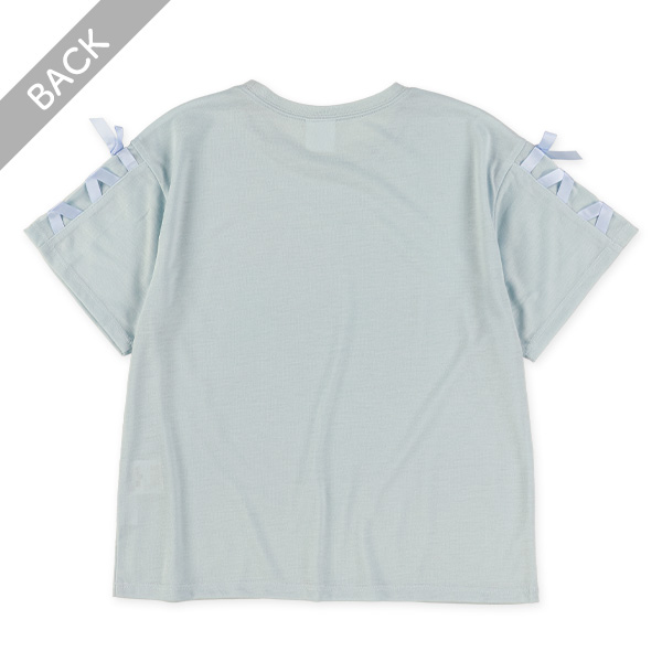転写レースアップ半袖Tシャツ