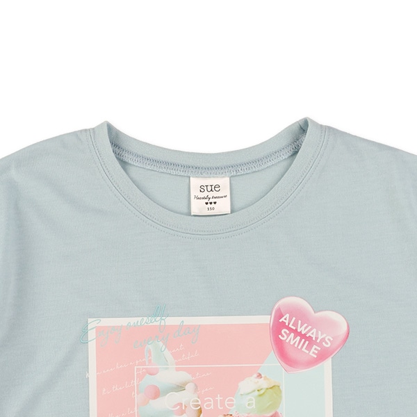 転写レースアップ半袖Tシャツ