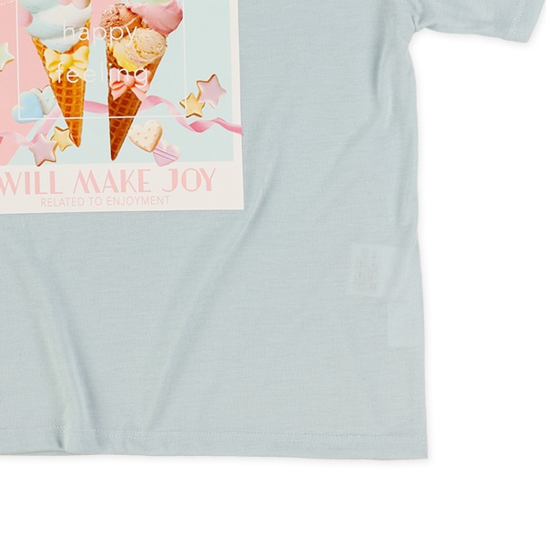 転写レースアップ半袖Tシャツ