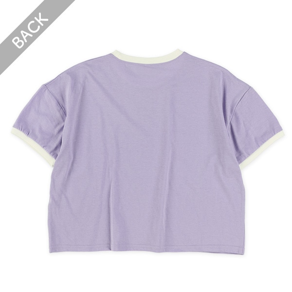 クロップド丈箔プリントロゴリンガーワイド半袖Tシャツ