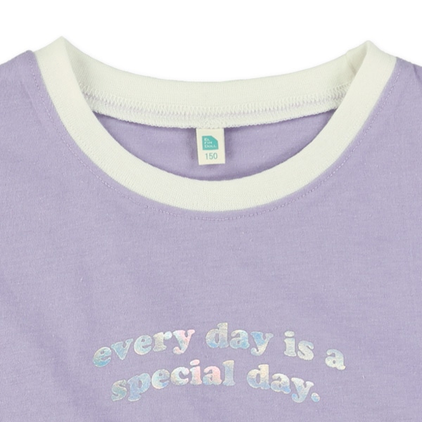 クロップド丈箔プリントロゴリンガーワイド半袖Tシャツ