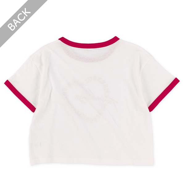 クロップド丈ロゴハートプリントリンガーワイド半袖Tシャツ