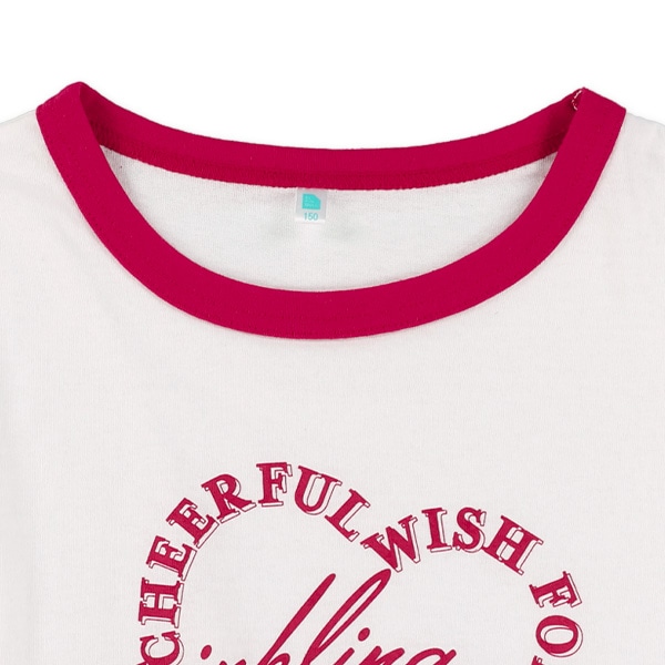 クロップド丈ロゴハートプリントリンガーワイド半袖Tシャツ