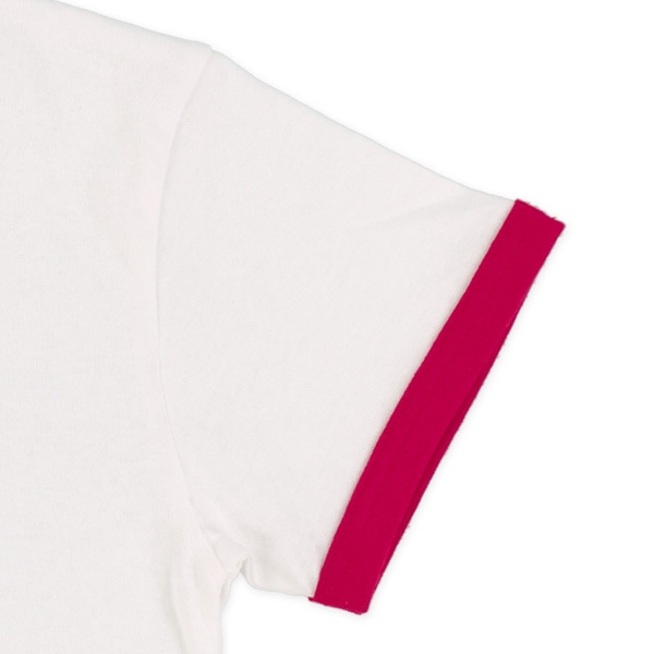 クロップド丈ロゴハートプリントリンガーワイド半袖Tシャツ