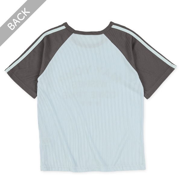 テレコ袖2ラインロゴラグラン半袖Tシャツ
