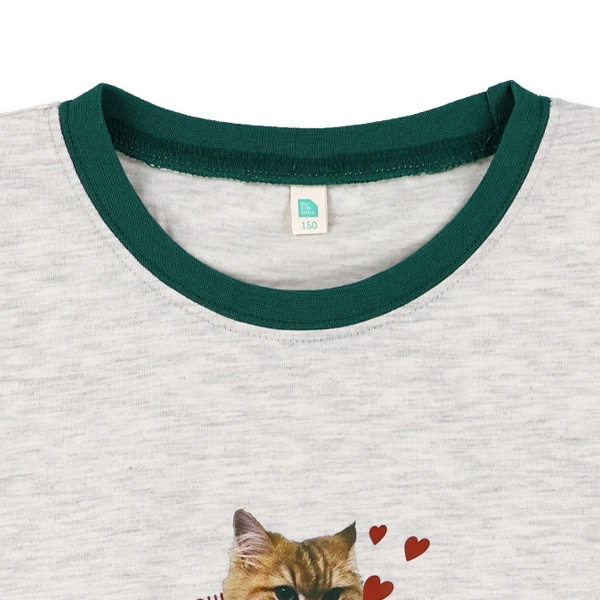 ねこ転写プリント半袖Tシャツ