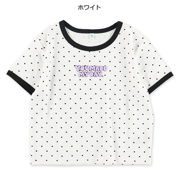 ドット総柄クロップド半袖Tシャツ