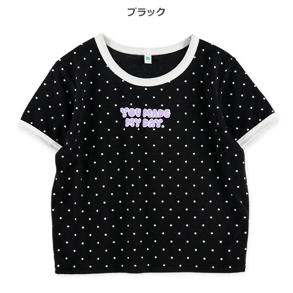 ドット総柄クロップド半袖Tシャツ
