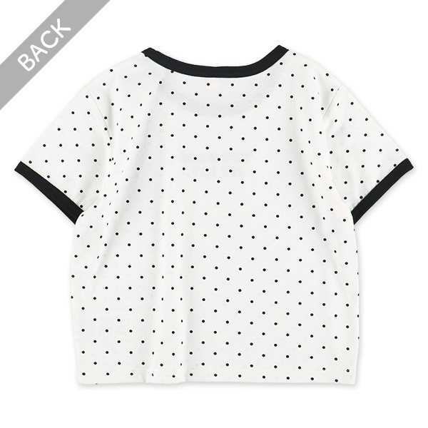 ドット総柄クロップド半袖Tシャツ
