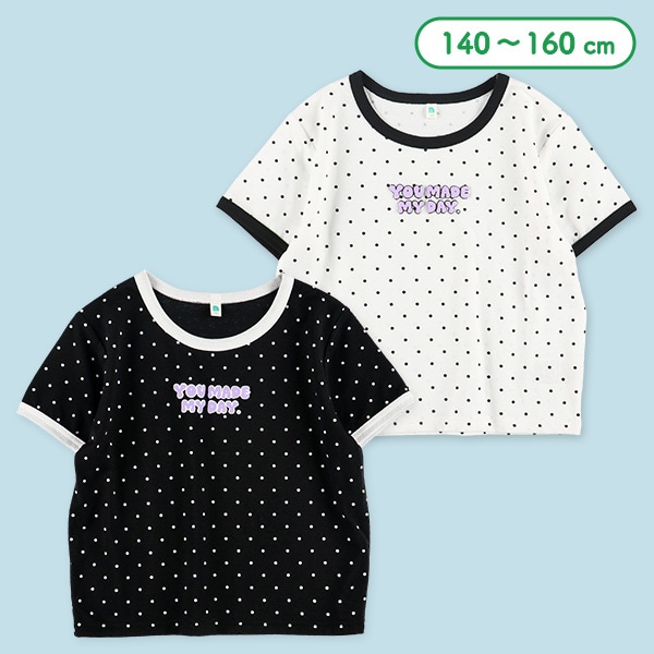 ドット総柄クロップド半袖Tシャツ