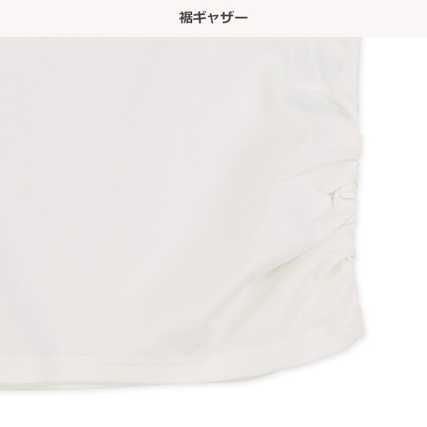 袖2本ライン立体プリントラグラン半袖Tシャツ