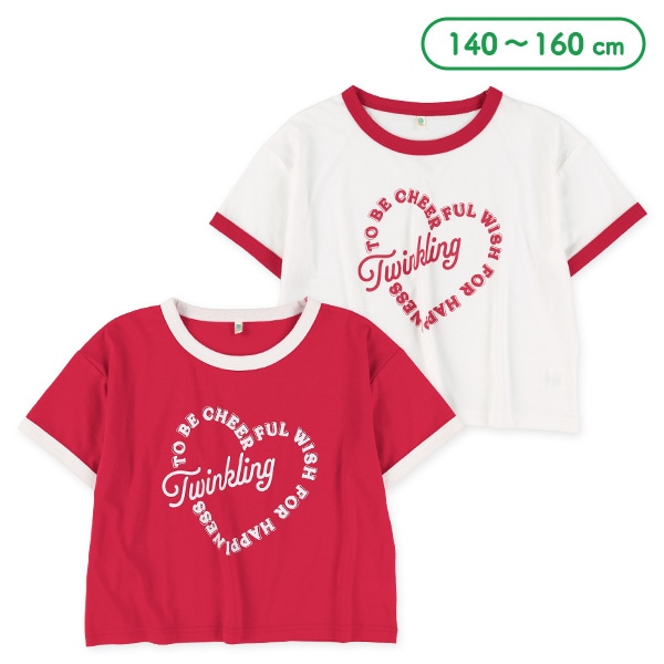 リンガーハートロゴショート丈半袖Tシャツ