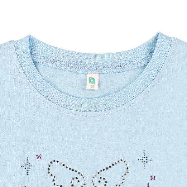 ハート・羽ラインストーン半袖Tシャツ