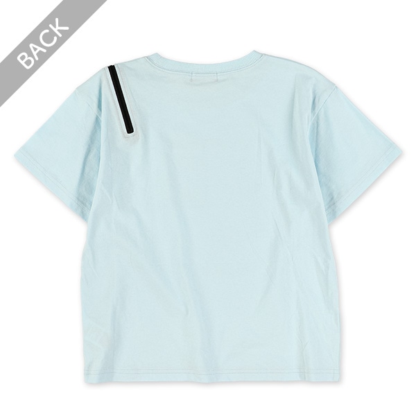 肩ファスナー半袖Tシャツ