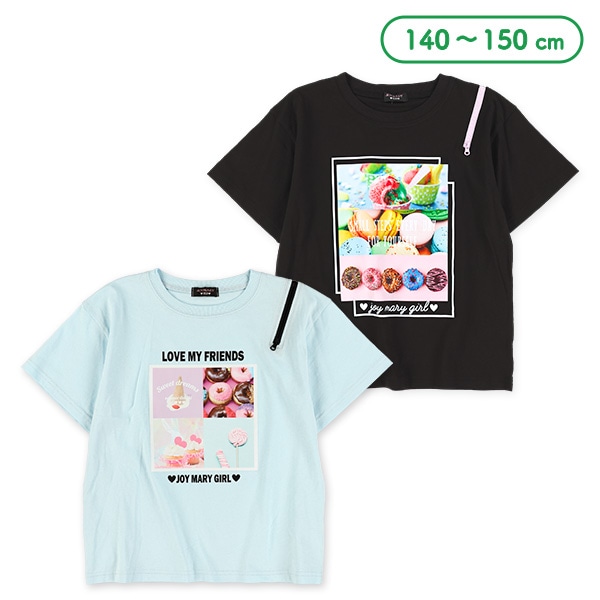 肩ファスナー半袖Tシャツ