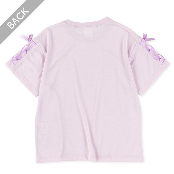 転写レースアップ半袖Tシャツ