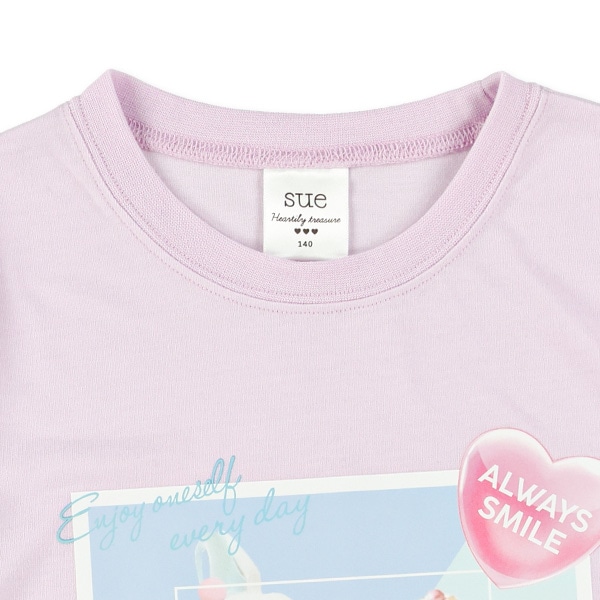 転写レースアップ半袖Tシャツ