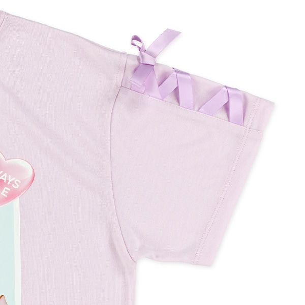 転写レースアップ半袖Tシャツ