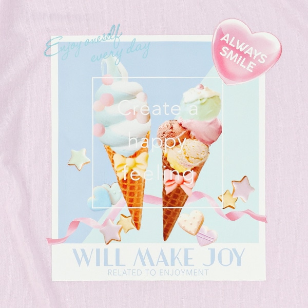 転写レースアップ半袖Tシャツ