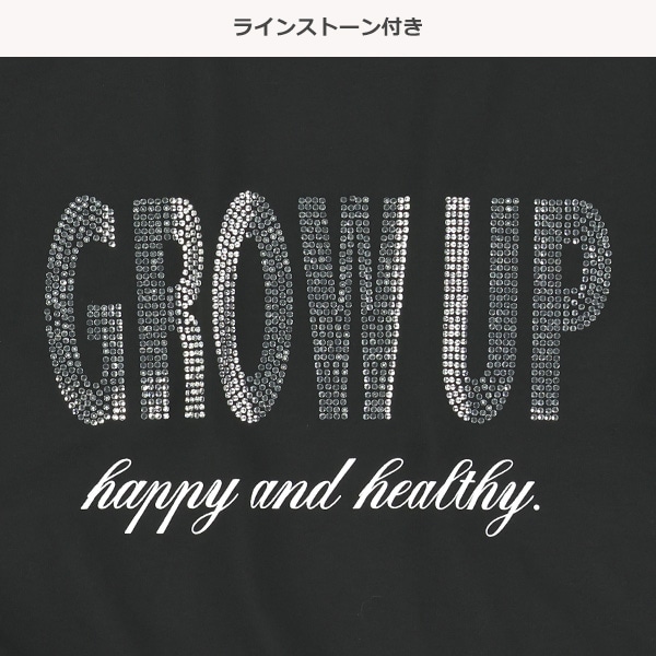 ロゴラインストーン裾ギャザー半袖Tシャツ