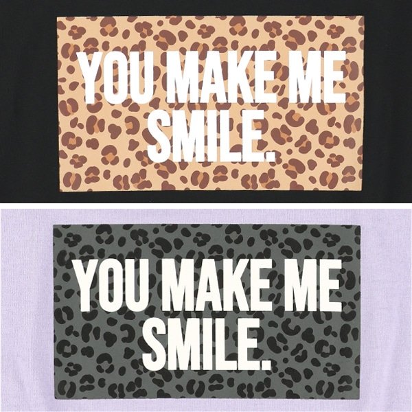 ヒョウ柄ロゴ肩あきレイヤード風半袖Tシャツ