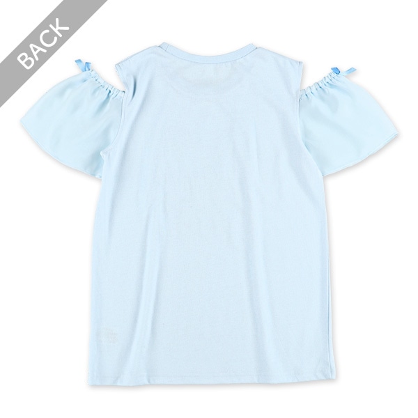 くまレインボー発泡ラメ肩あき半袖Tシャツ