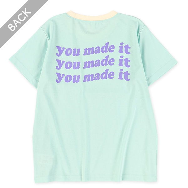 配色ロゴ前後プリント半袖Tシャツ