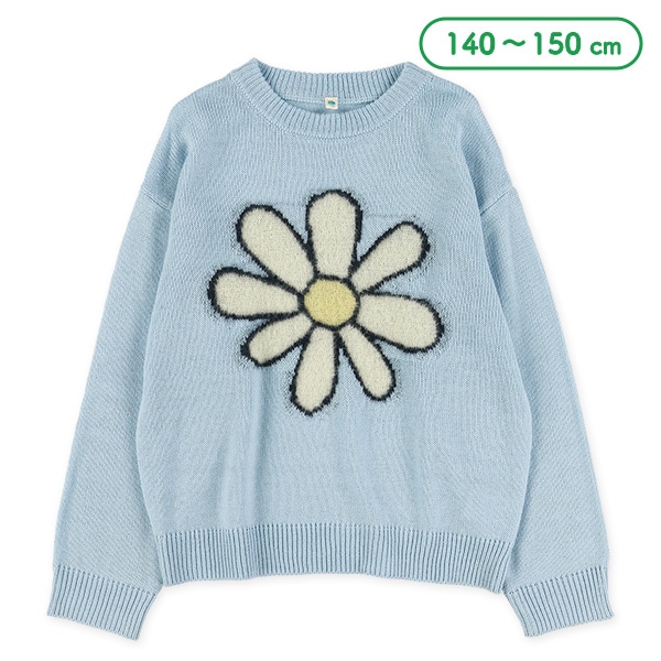 シャギー花モチーフニット