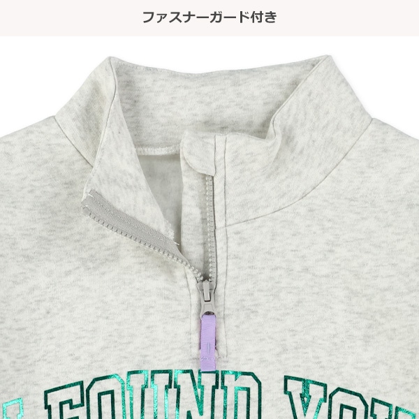 裏起毛ハーフジップロゴトレーナー