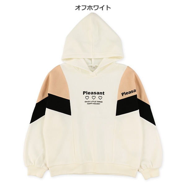 裏起毛袖切り替えパーカー