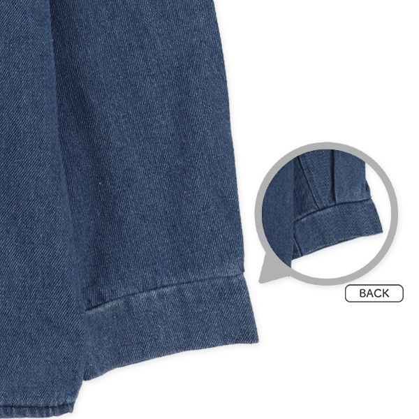 コーデュロイ・デニムレイヤード風長袖シャツ