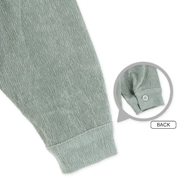 コーデュロイ・デニムレイヤード風長袖シャツ