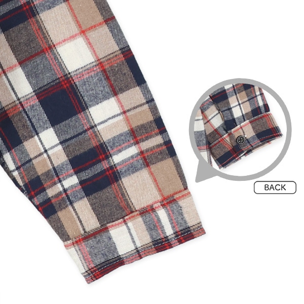 チェック柄レイヤード風長袖シャツ