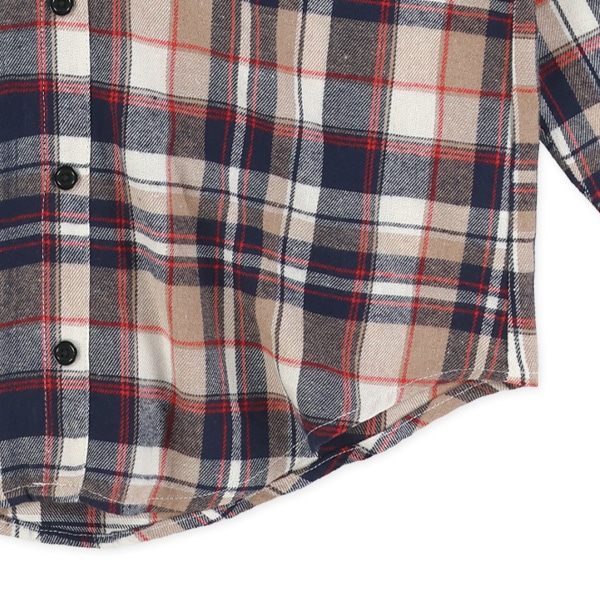 チェック柄レイヤード風長袖シャツ