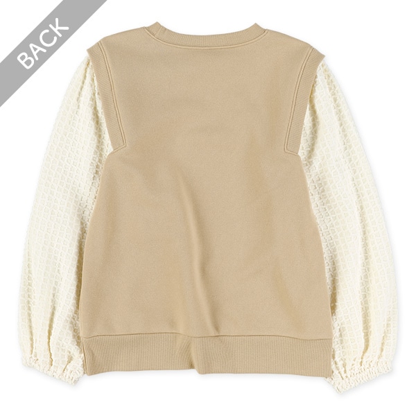 裏起毛袖ワッフルボアトレーナー