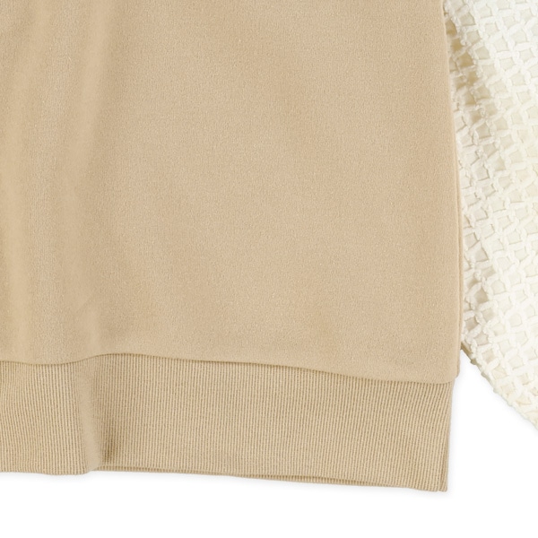 裏起毛袖ワッフルボアトレーナー