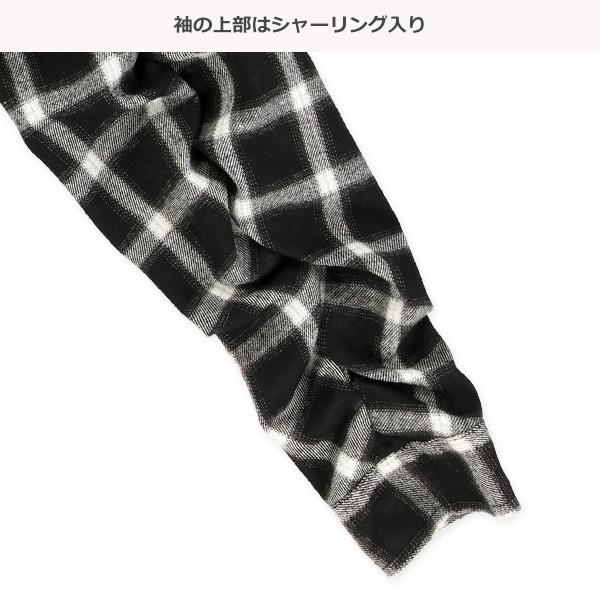 チェック柄レイヤード風長袖シャツ