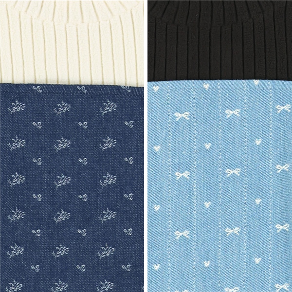 デニムビスチェドッキングフリースリブ長袖Tシャツ